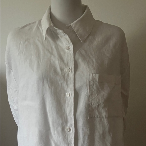 Reformation Andy Oversized Long Sleeve Button-Up Shirt White - Picture 6 of 13